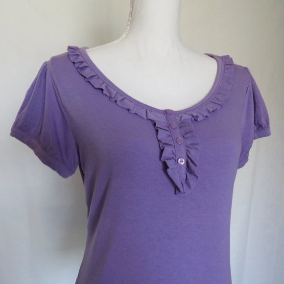 Candie’s Women’s Short Sleeves Blue Violet Summer Knit Top size XL - Picture 4 of 6